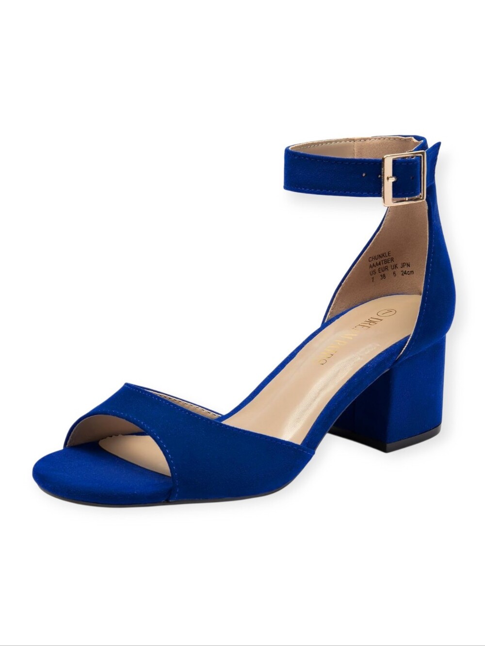 DREAM PAIRS Chunkle Royal Blue Block Heel Sandals Ankle Strap 9.5